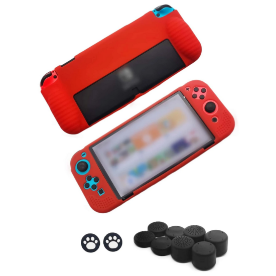 Dust-proof Button Cover & Silicone Case Compatible Nintendo Switch