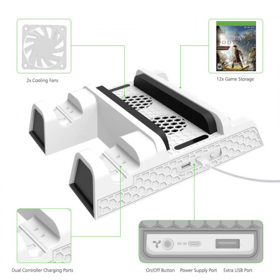 OIVO Vertical Cooling Stand Charging Station LED Fan